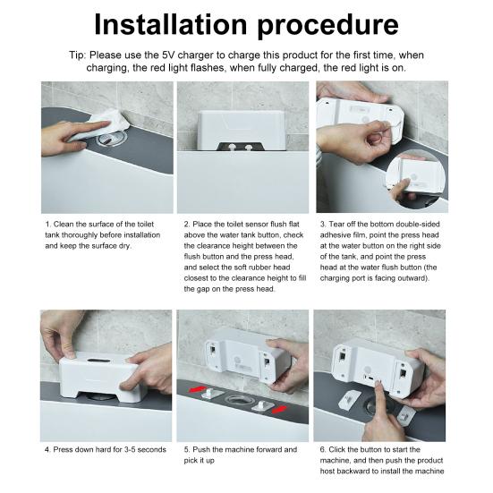 Toilet Sensor Flusher Kit Hands-Free 0.25S Induction Flush Switch Smart Toilet Flusher with IPX5 Waterproof