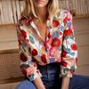 Женские модные повседневные летние весенние блузки и рубашки с цветочным узором и рукавами 1/2 с v-образным вырезом