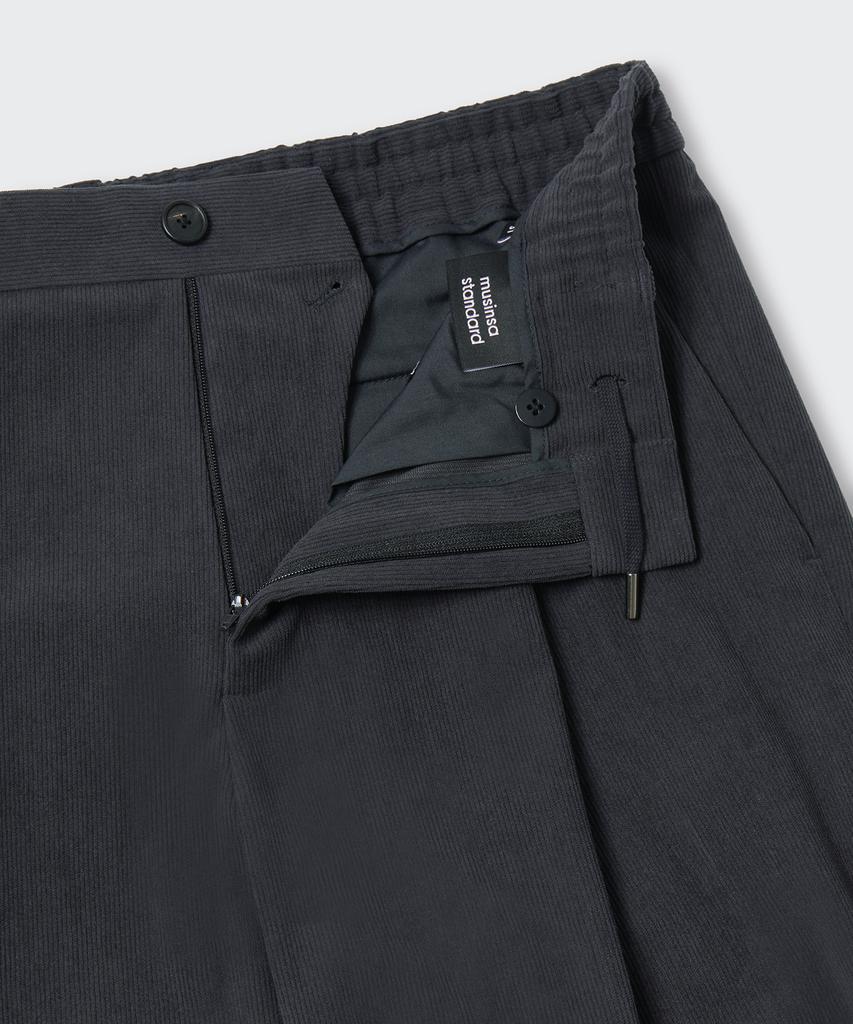 MUSINSA STANDARD 14W Corduroy One-Pleat Wide Elastic Pants [Iron Gray]