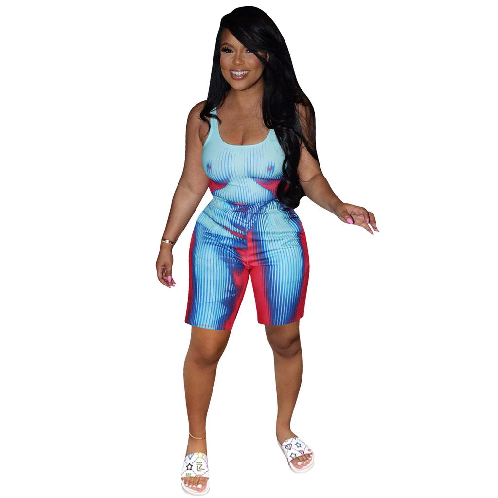 Inwomen Комплект шорт в полоску с принтом на бретелях