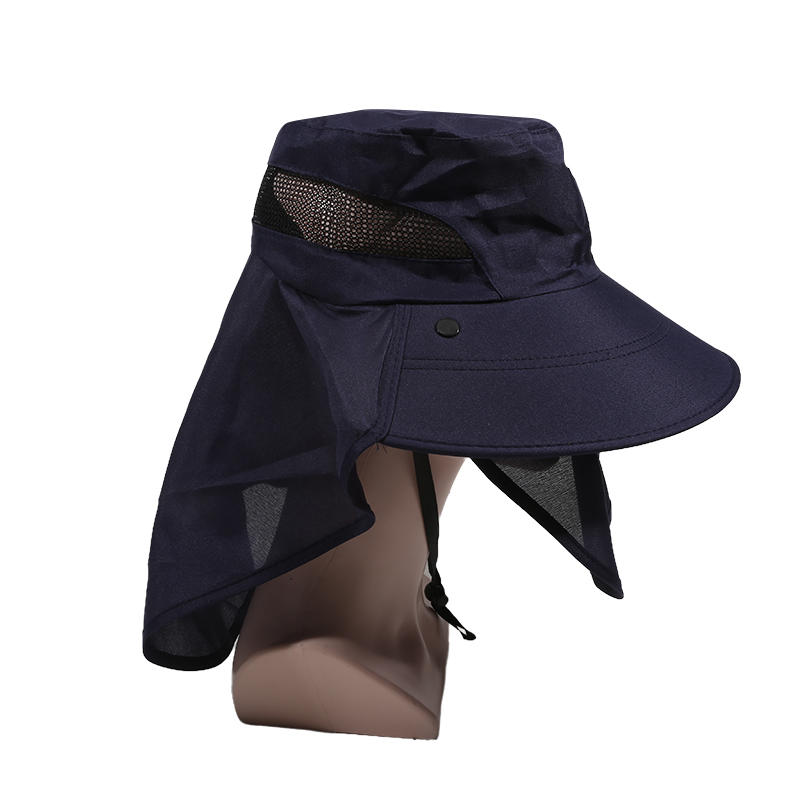 Outdoor Fisherman Hat Wide Brim Bucket Hat with Neck Cover Men Summer Breathable Mesh Sun Protection Visor Anti UV Cap Unisex