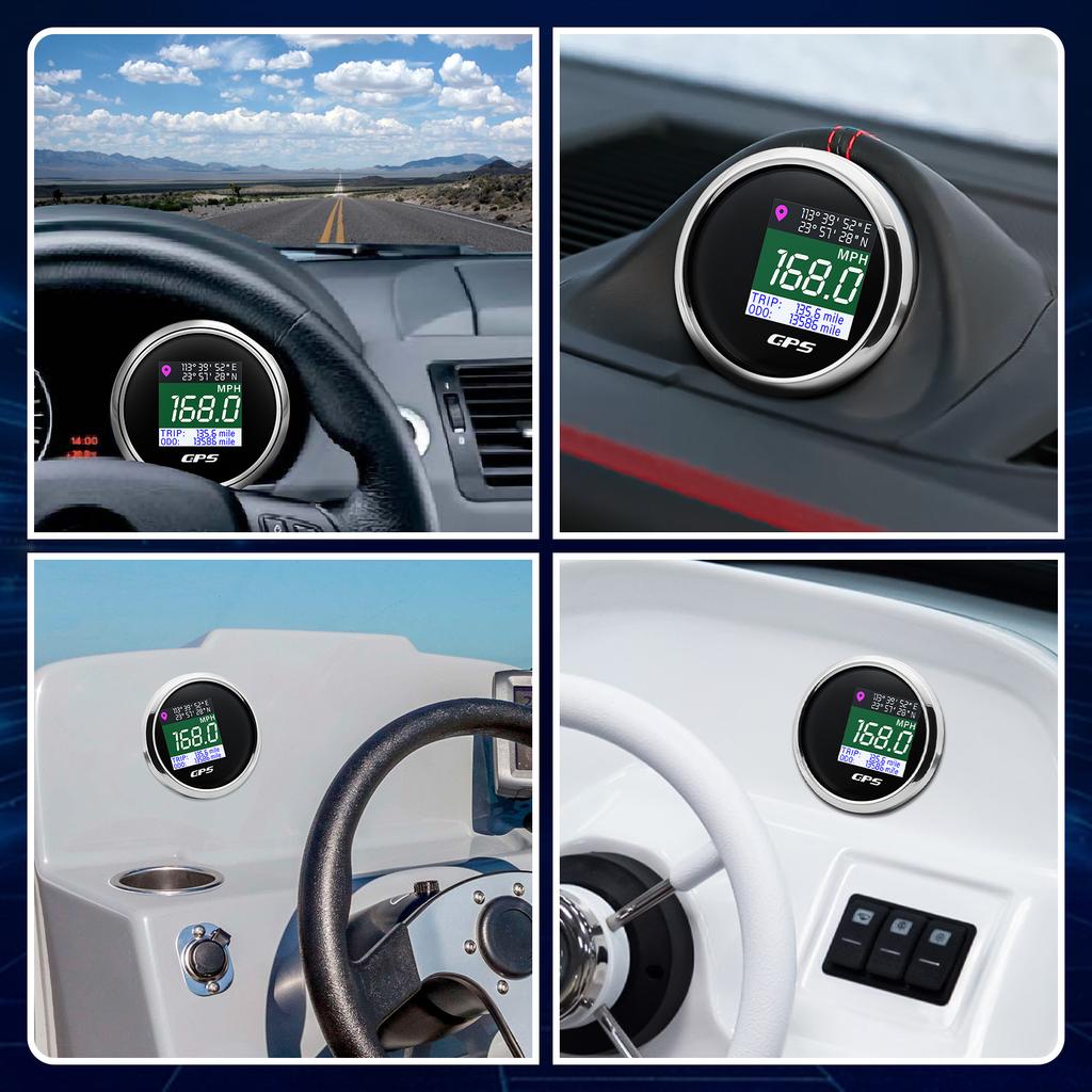 Для лодки, автомобиля, моторной яхты 52 мм Датчик GPS-спидометра + GPS-антенна 52 мм Водонепроницаемый TFT-экран Скорость ЖК-дисплей Общий пробег