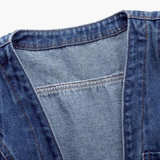 Женский джинсовый жилет без рукавов, свободный V-образный вырез, двойные пуговицы, сплошной цвет, винтажный твердый шов, уличная одежда в стиле хип-хоп, женский осенне-весенний жилет