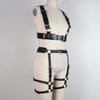 Women's Punk Full Body Harness Gothic Garter Belt Party Suspenders Leather Cage Chest Strap Set with Handcuffs Bondage Gear