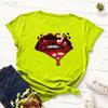 2024 Hot Sale Black T Shirt Unisex Pink Glitter Lips Graphic Print Tshirt Femme Luxurious Makeup Sexy Tshirt Haut Femme