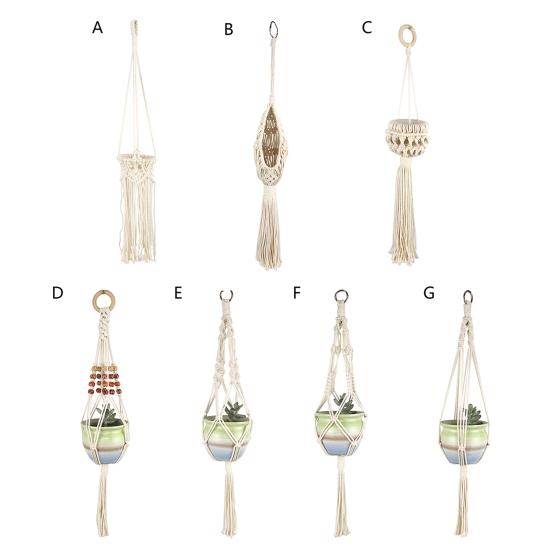 Подвесной горшок ручной работы, простой в установке, хлопковая веревка, дизайн макраме, подвесная корзина для растений, домашний декор