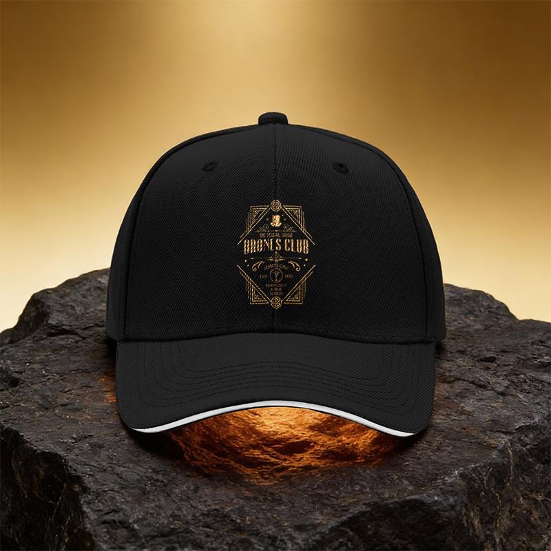 Vintage London Drink Cocktail Pattern Hat, Unisex Printed Baseball Cap Sandwich Brim Snapback Sports Cap, Suitable for Daily Com