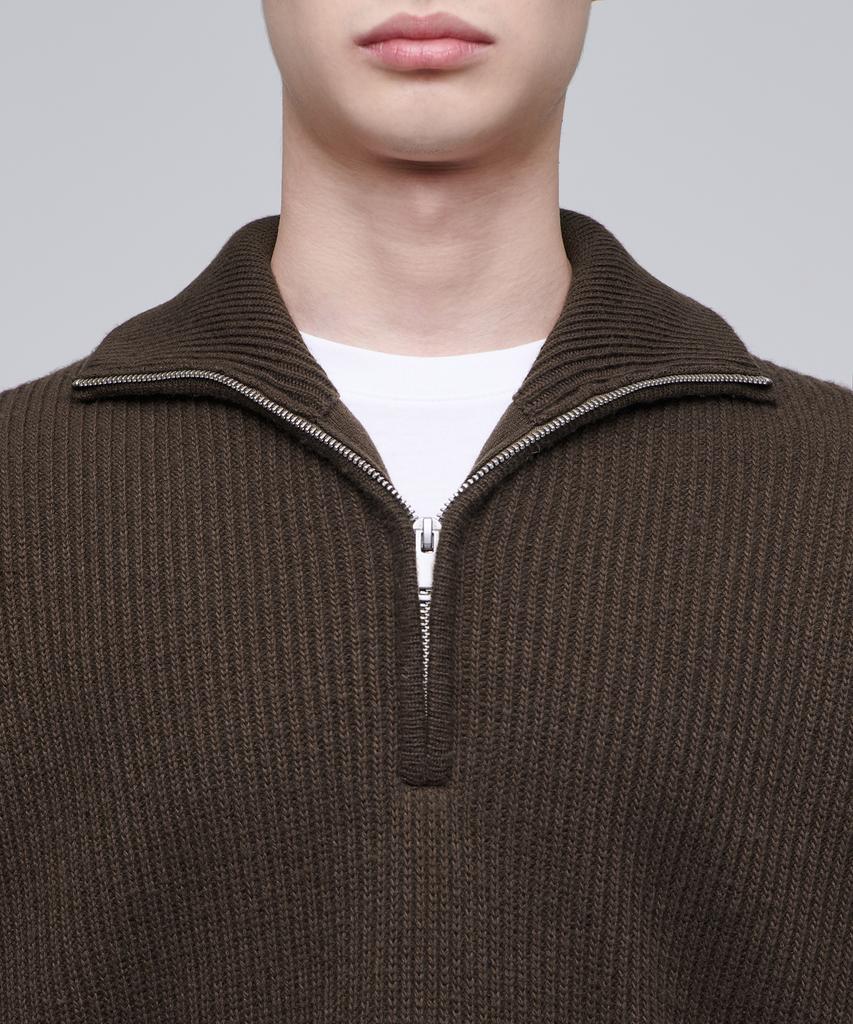 MUSINSA STANDARD Relaxed Ribbed Half Zip Knit [Brown]