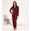 Замшевый женский пижамный комплект с клетчатым узором и пуговицами спереди