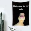 Wall Flag Creative Welcome To My Crib Flag Durable Easy Installation Wall Hanging Banner for Home Decoration