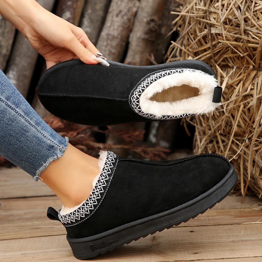 Women's Wool Slippers Warm Platform Wool Low-top Snow Boots Slippers Women's Outdoor Anti-Slip Boots Shoes for Women