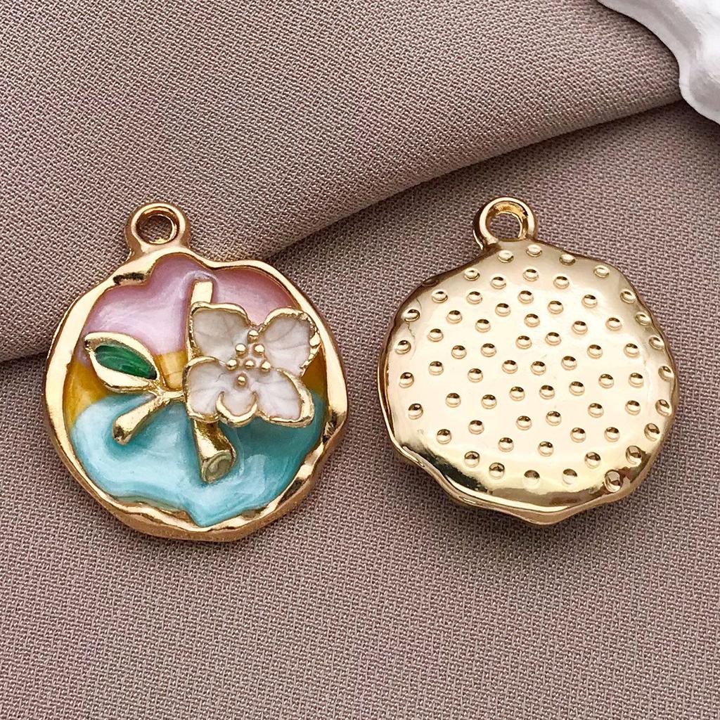 Французский Ретро Роскошный Набор Эмалевых Серьг и Ожерелья: Сад Моне Масляная живопись Дизайн цветов