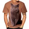 Summer Round Neck 3D Cat Print Top Fashionable Casual Short Sleeved Men's T-shirts