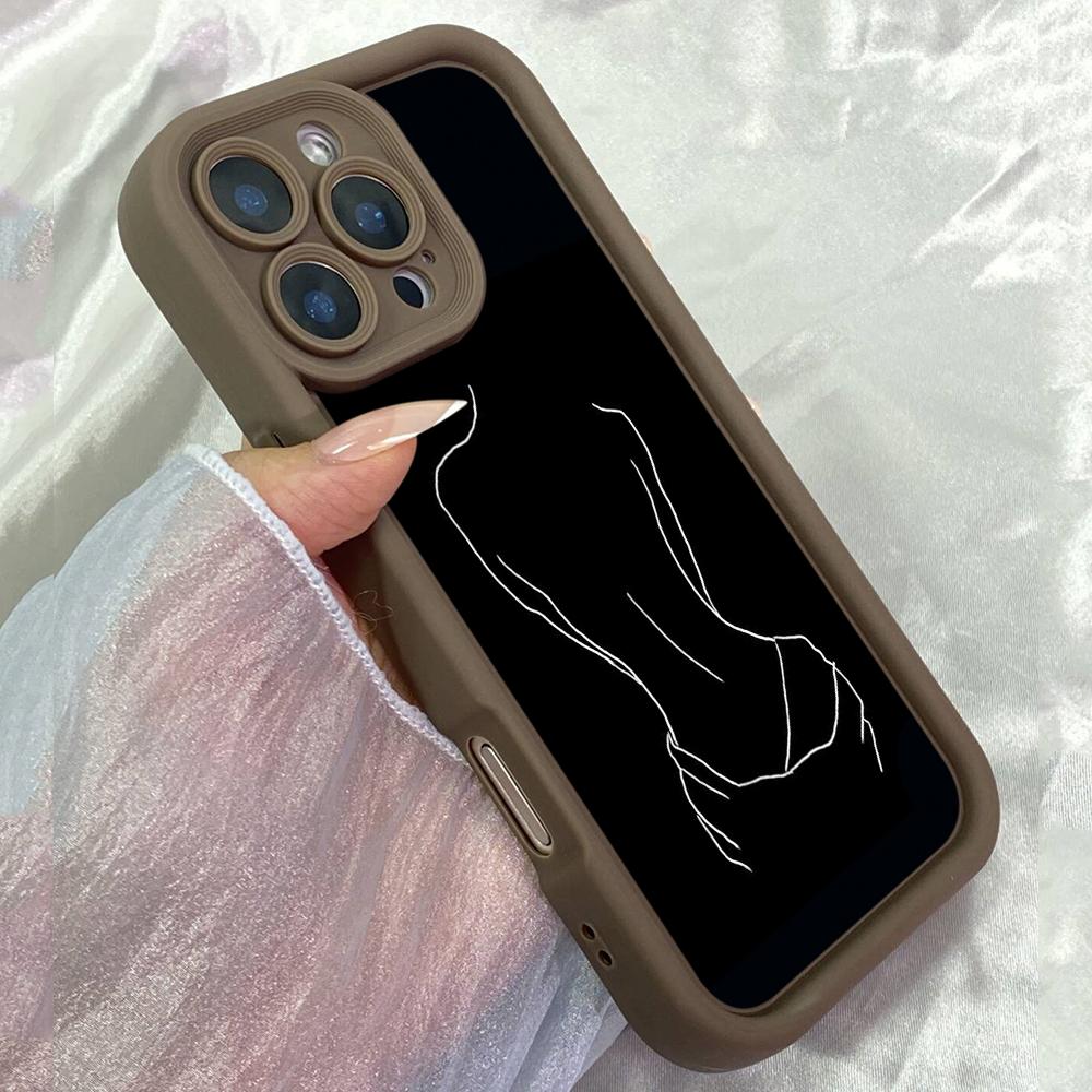 JT383 Эстетичный рисунок в одну линию для боди-арта для iPhone 17 16 15 14 13 Pro Max Samsung S26 S25 Ultra A17 A07 A56 A16 Xiaomi 15T Redmi 15c Note 14 13 12 Мягкий чехол