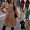 Winter Warm Women Buttons Woolen Coat Trench Jacket Belt Overcoat Outwear