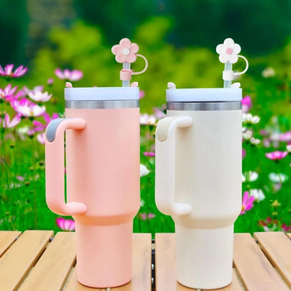Soft Silicone Straw Covers Dust-Proof Flower Straw Toppers Creative Drinking Dust Cap for Tumblers
