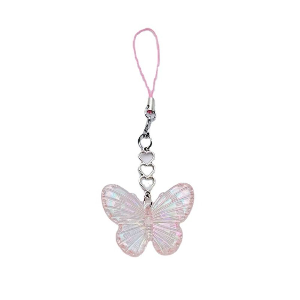 Acrylic Laser Butterfly Phone Pendant DIY Handmade Sweet Phone Lanyard  Mobile Phone Accessories