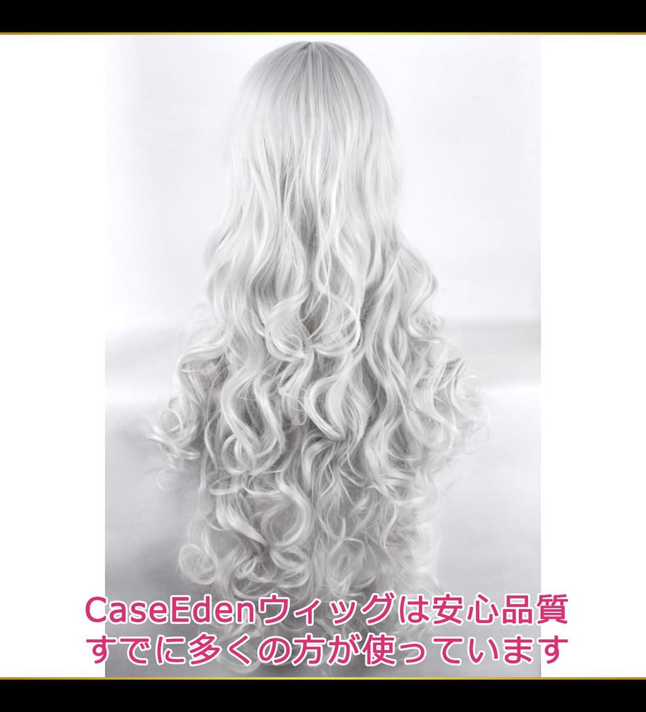 CaseEden Cosplay Long Silver Includes 2 Wig Nets Wig, Curly, 80cm, Heat-Resistant, Hair,