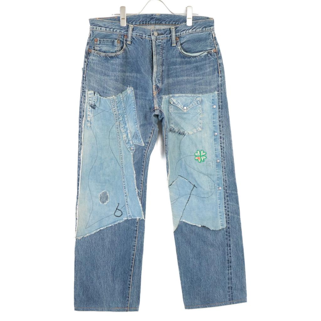 Yohji Yamamoto XSPOTTED HORSE CRAFT Джинсовые брюки/низ с застежкой на пуговицы, пэчворк 36 синийБ/у