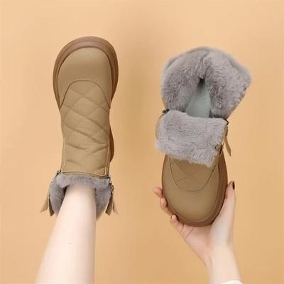 Женская обувь элегантная на среднем каблуке с подкладкой противоскользящие зимние ботинки для женщин из искусственной кожи демисезонные горячие Gyaru не скользкие модные Y2k Skid