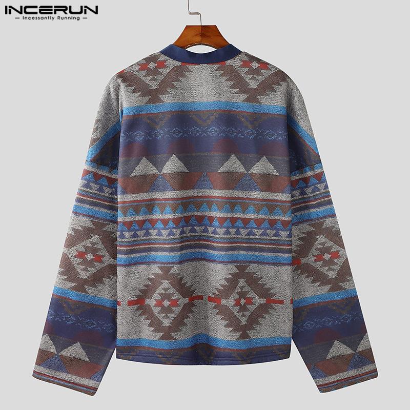 INCERUN Винтажный мужской длинный рукав цветочный принт бандажный кимоно кардиган