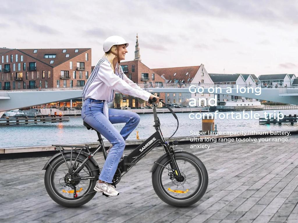 Electric Bicycle LOTDM200-II Folding Electric Bicycle 20 x 4.0-inch Thick Tire Mountain Electric Bicycle with 48V 13Ah Detachable Battery E-bike