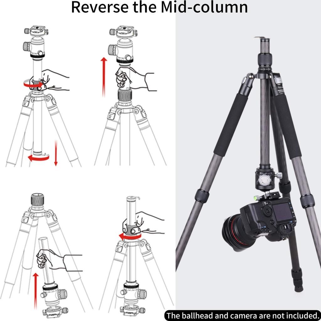 INNOREL RT75C Карбоновый штатив 165СМ Дорожный штатив Профессиональный уровень Винтовой замок Лифт Грузоподъемность 20КГ Регулируемая ножка Монопод Диаметр трубы 29мм