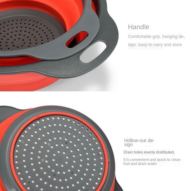 VISHUA Пластиковая складная раковина для овощей Многофункциональная кухонная корзина 3-в-1 Складная сливная корзина для хранения фруктов Вращение