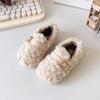 Girls Cotton Shoes Children Princess Plush Moccasin Shoes Simple Buckle Baby Warm Casual Shoes Autumn Winter 2024 New