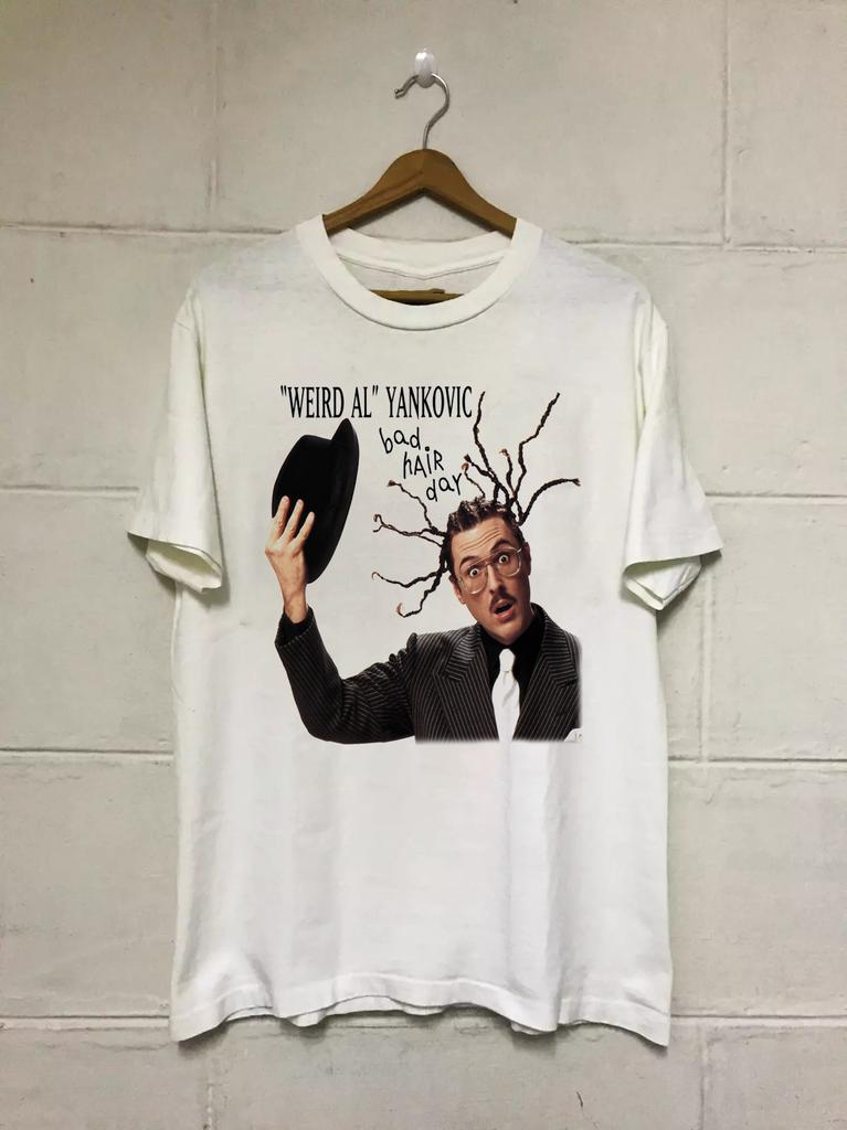 New Rare Bad Hair Day Weird Al Short Sleeve White S-5XL Shirt SN040