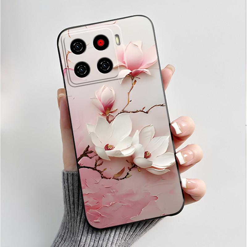 Чехол с рисунком для ZTE Blade A56 Z2473 Nubia A56, мягкий силиконовый, черный корпус, чехол для Blade A56 Pro, милый чехол с цветами