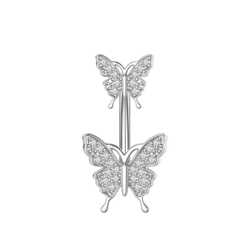 Sunflower Zircon Navel Ring Butterfly Heart Belly Button Ring Vintage Body Piercing Jewelry Girl