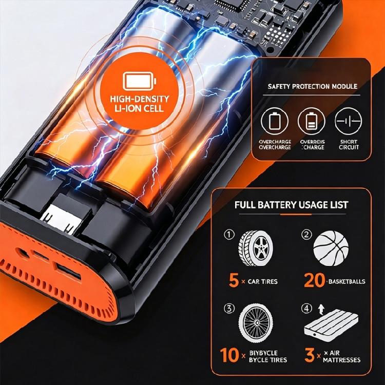 Vehicle Tire Inflator with Digital Screen and Button Control, Electric Air Compressor for Car and Motorcycle Users