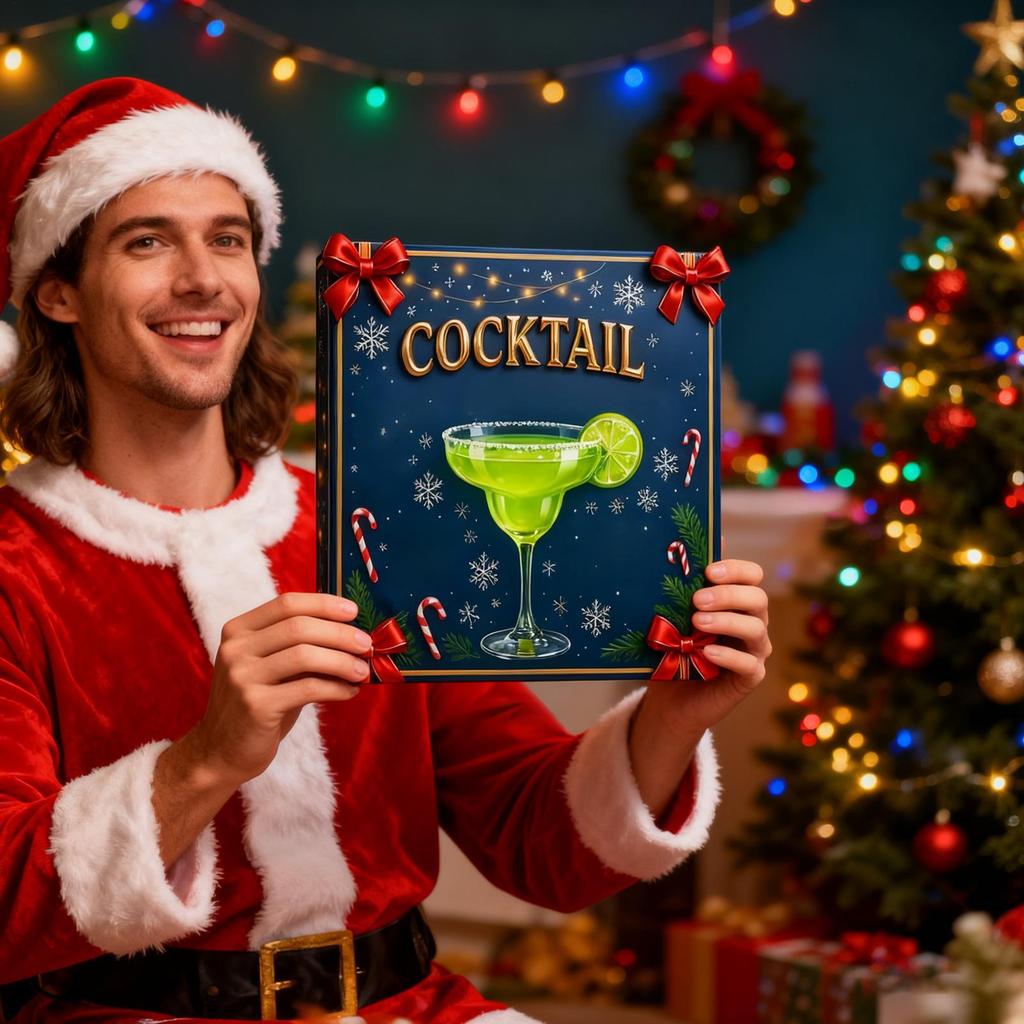 Advent 2025 Cocktail 24 Days 2D Acrylic Christmas Decoration Countdown Calendar for Home Decorators Front Door Office Wreath