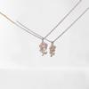 Romantic Pink Rose Necklace Tender Clavicle Chain French Style 3D Flower Choker  Gift