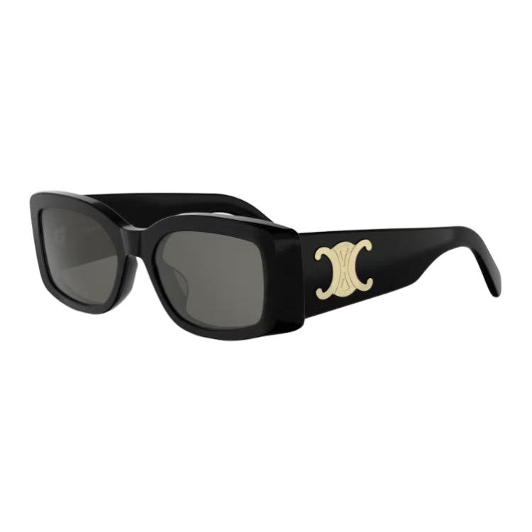 Celine Rectangular Sunglasses With Arc De Triomphe Logo Women sunglasses Black Gold CL40282U-01B