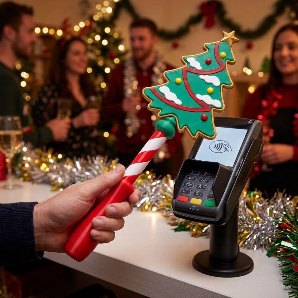 Plastic Christmas Credit Card Wand 3D Printed Santa Tap To Pay Wand Holiday Festive