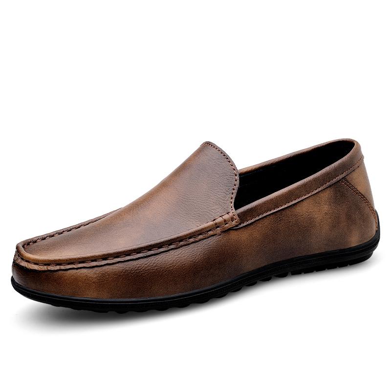 Модные классические повседневные мокасины из натуральной кожи, дышащие деловые туфли, сверхлегкие мужские туфли для вождения, мокасины