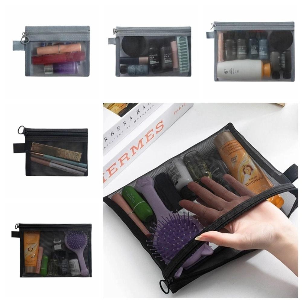 Zipper Bag Mesh Cosmetic Bag Square Bag Cosmetic Cases Casual Storage Toiletry Bag  Travel