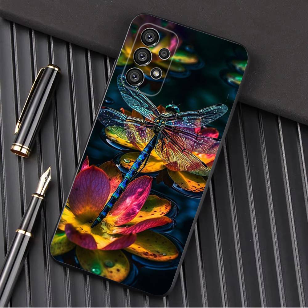 Чехол для телефона с рисунком стрекозы для Samsung Galaxy A13, A21s, A22, A31, A32, A52, A53, A71, A80, A91, мягкий черный