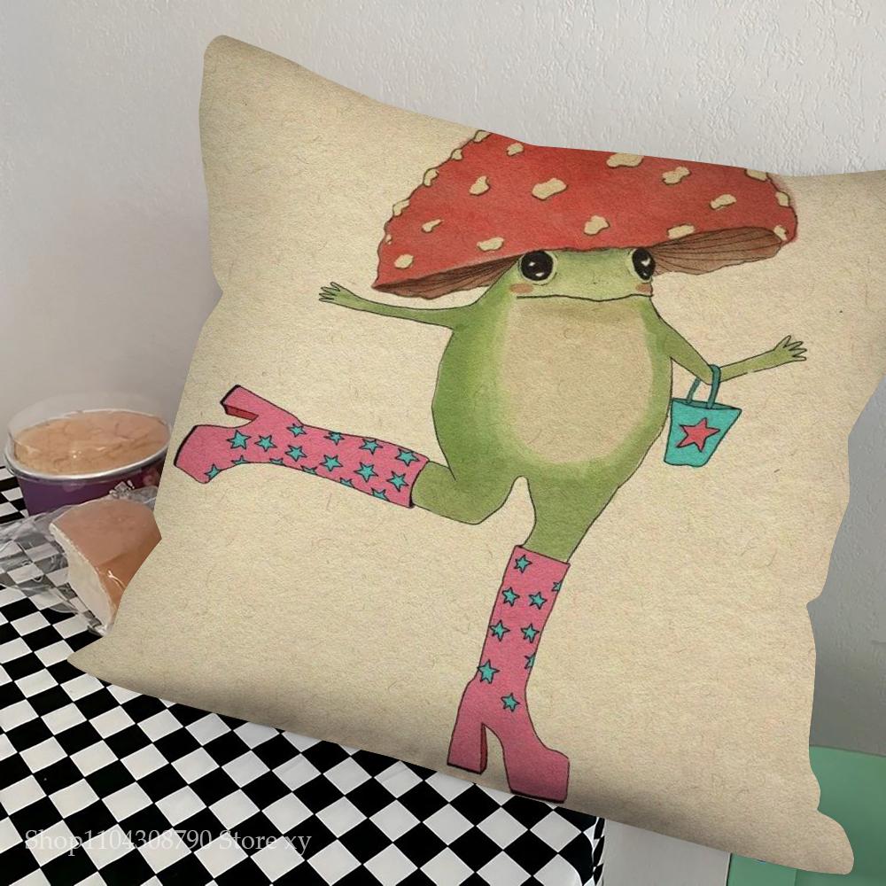 1 шт. Забавная наволочка в стиле ретро с изображением растений и грибов, квадратная, для спальни, дивана, отдыха, комфорта, автомобиля, гостиной, домашнего декора.