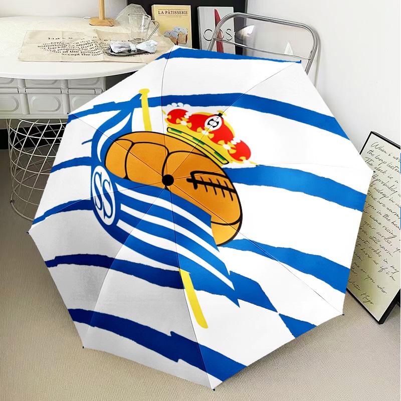 Real Sociedad Umbrella Folding umbrella, automatic umbrella 8-Frame for Travel, camping Use Gift for Halloween Christmas