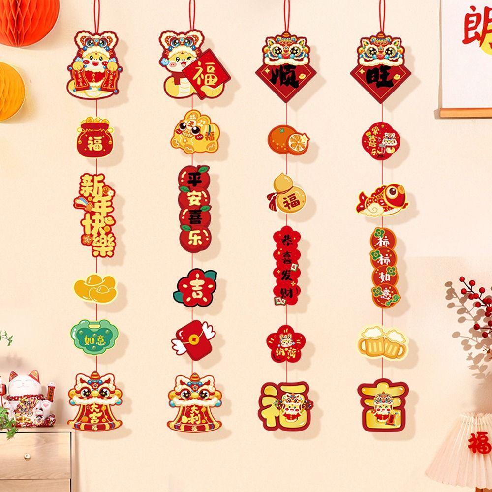 2pcs Traditional 2025 Snake Year Pendants Cute Fu Character Hanging Ornament  Bedroom Decoration