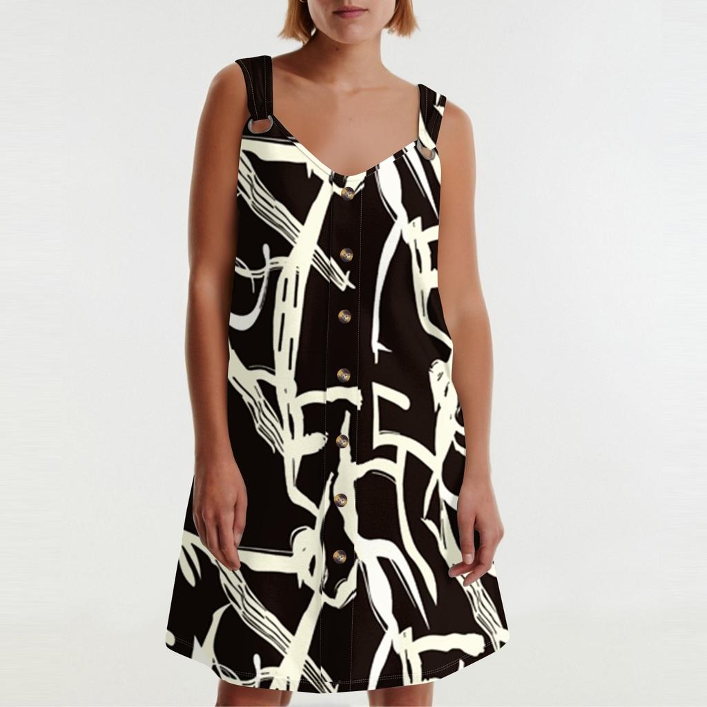 Women's Summer Dress With Pocket Sleeveless Floral Print Sundress