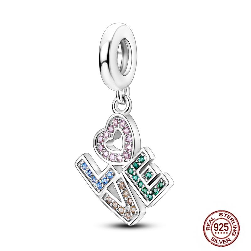 Медные Шармы Большая Любовь Мама Семья Сестра Розовое Сердце Тюльпан Бусины Ча Подходят для Оригинального Браслета Сделай Сам Ювелирный Подарок на День Матери