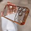 Роскошный Силиконовый Мягкий Чехол с Блестками и Покрытием для iPhone Air 17 16 15 14 13 Pro Max Plus 16E Прозрачная Защита Камеры Оболочка из ТПУ