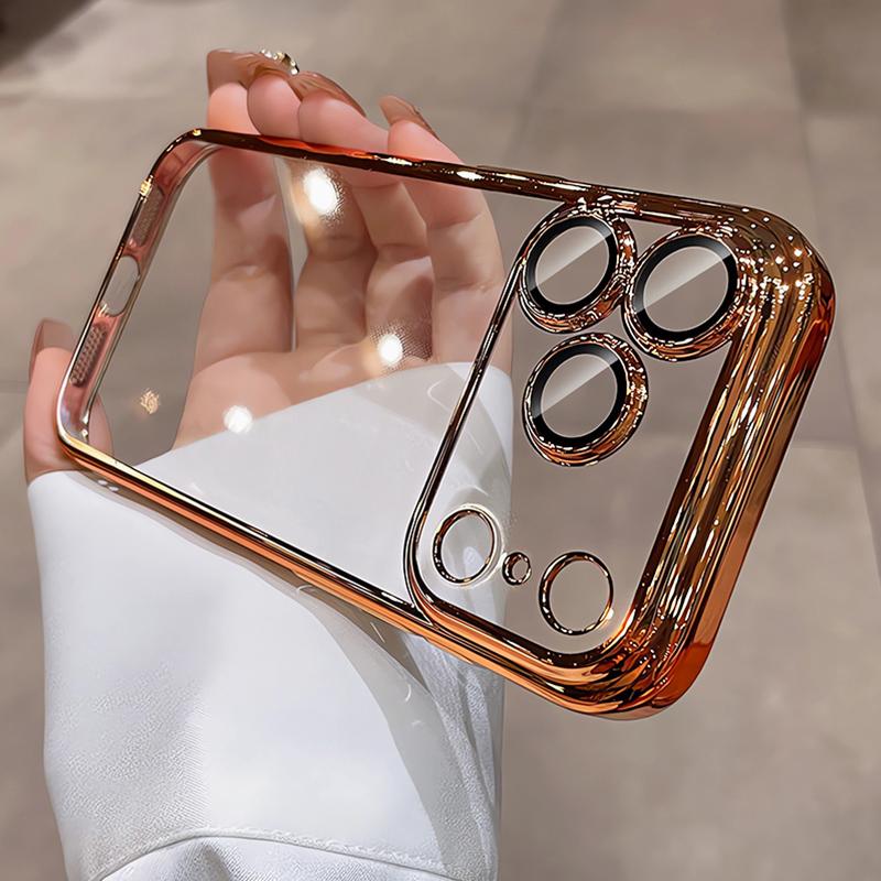 Роскошный Силиконовый Мягкий Чехол с Блестками и Покрытием для iPhone Air 17 16 15 14 13 Pro Max Plus 16E Прозрачная Защита Камеры Оболочка из ТПУ