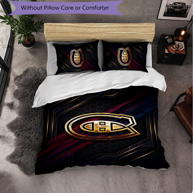 Montreal Canadiens Pattern Microfiber 3Pcs Bedding Set Decor Duvet Cover Set For Bedroom Home Use