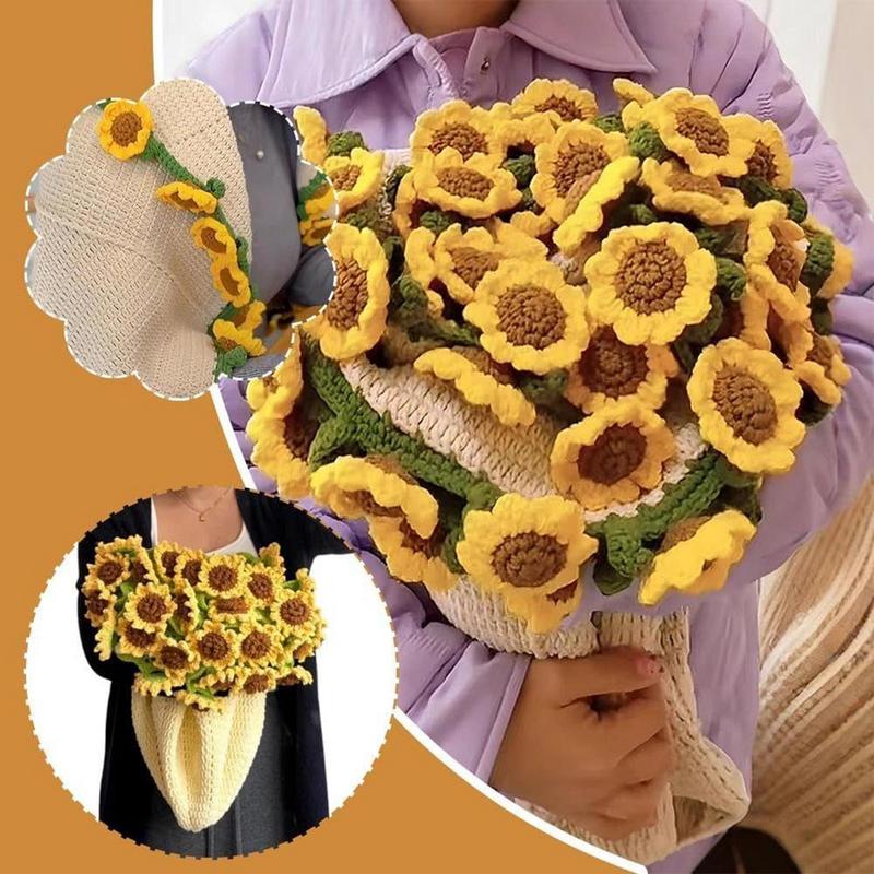 Плед с букетом Вязание крючком Ручная вязка Плед с подсолнухами Вязаный крючком букет подсолнухов Диванные пледы для гостиной Ручное вязание