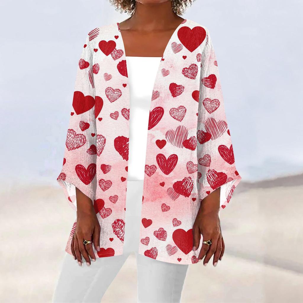 Women's Casual Fashion Printed Lightweight Medium Length Jacket Cardigan